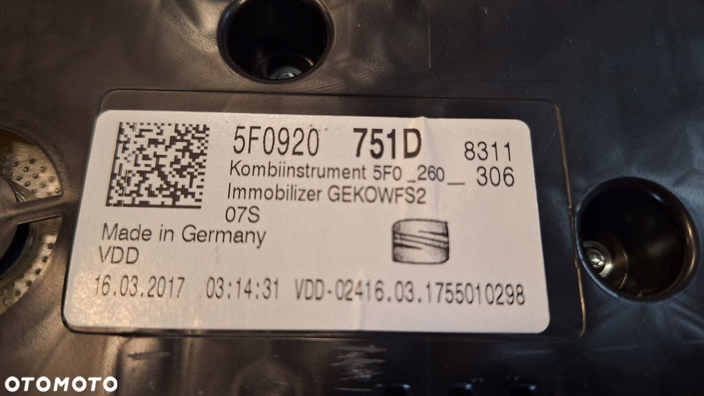LICZNIK ZEGARY SEAT LEON III 5F0920751D - 4