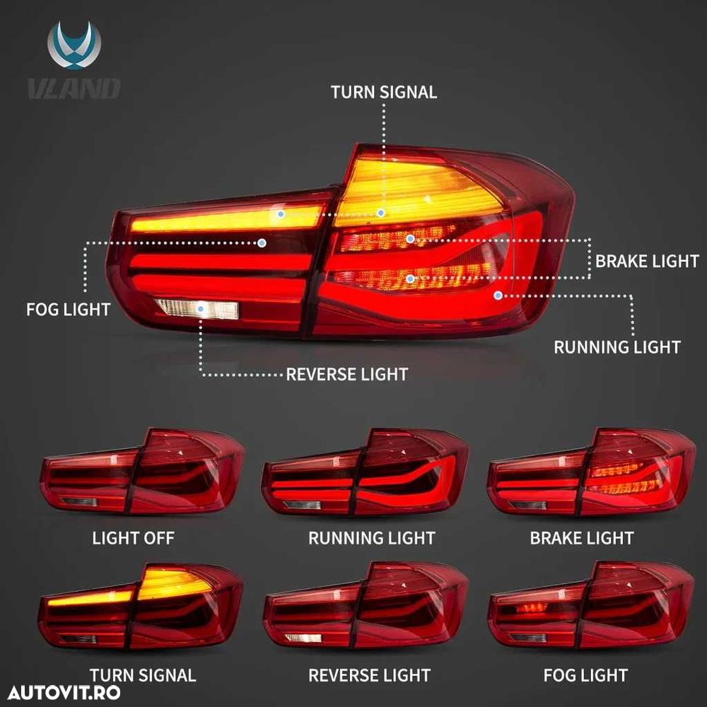Stopuri Led BMW F30 Semnalizare Dinamica LCI Look VLAND - 2