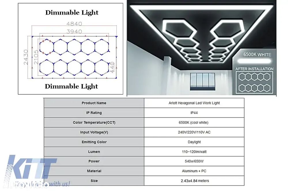 Sistem de Iluminare Plafon Hexagon / HoneyComb 3,94 x 2,10 m Lumina Ajustabila - 4
