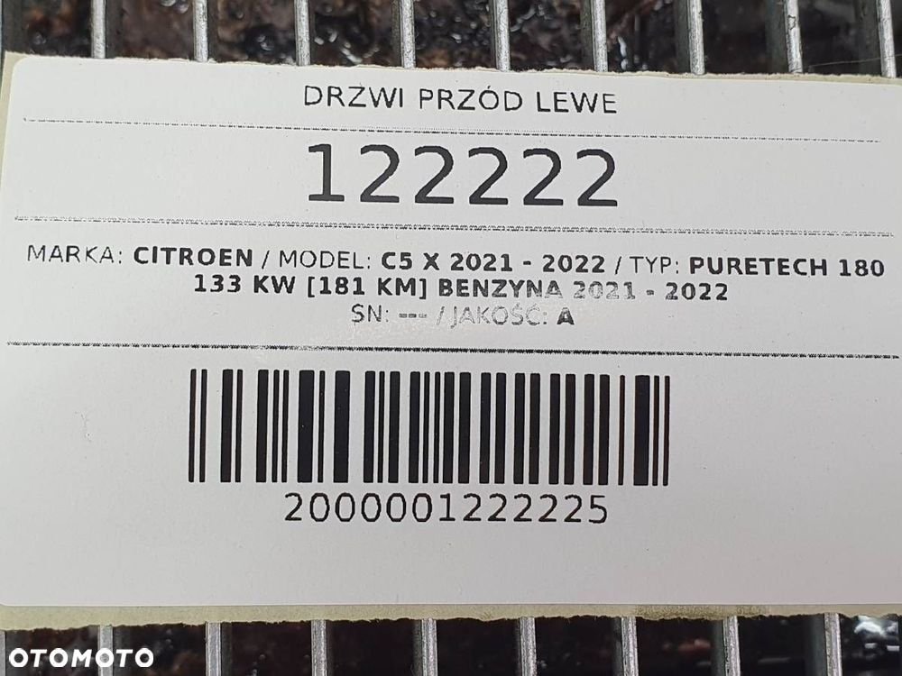 DRZWI PRZÓD LEWE KIEROWCY CITROEN C5 X C5X EN9 BIAŁ EUROPA - 12