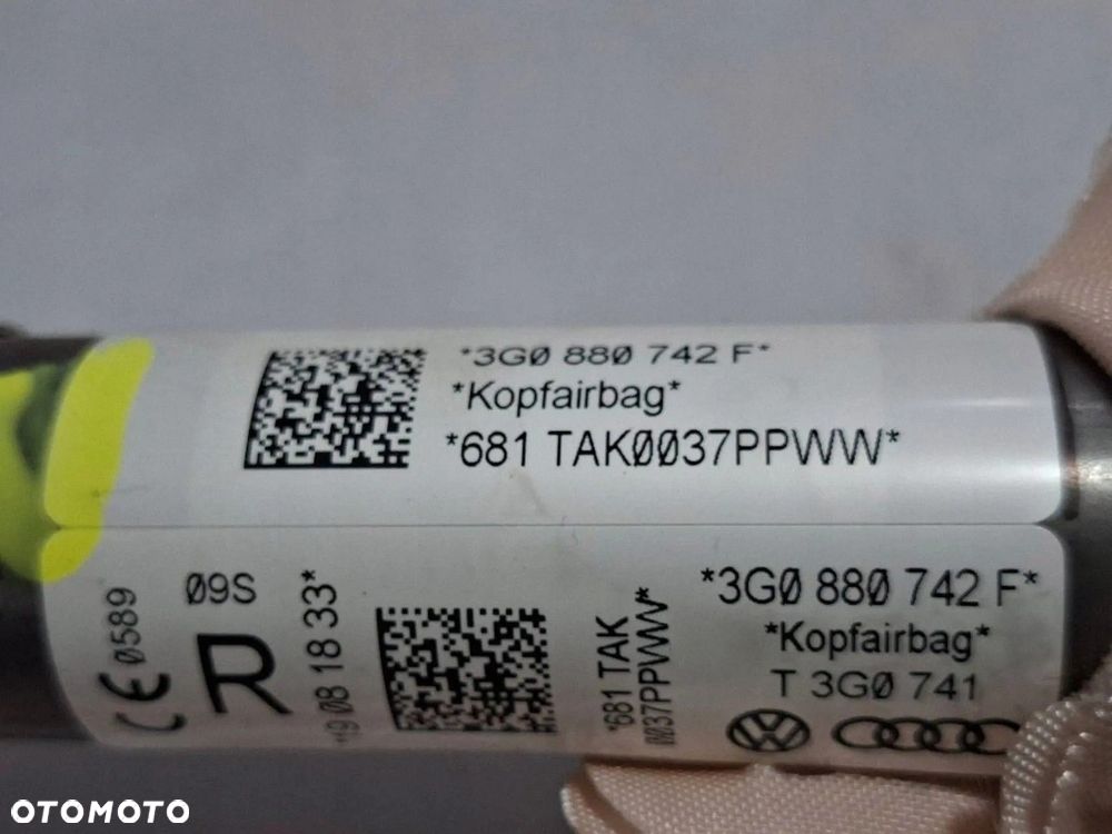 VW PASSAT B8 2019 Kurtyna powietrzna prawa 3G0880742F - 8