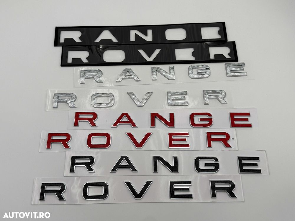 Emblema Compatibila Range Rover scris fata/spate rosu/crom - 4