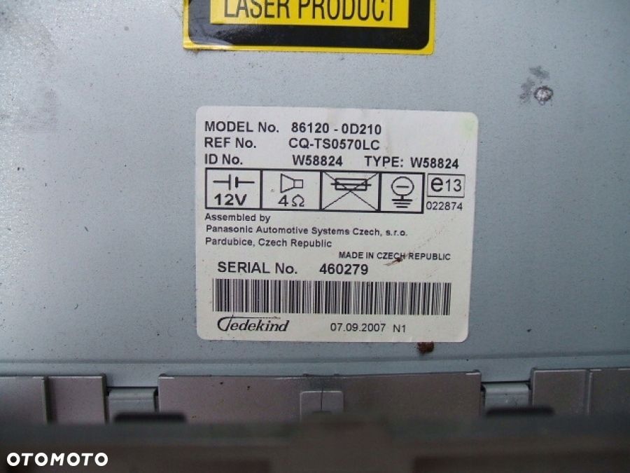 TOYOTA YARIS II RADIO CD RDS MP3 86120-0D210 86120-0D500 - 3
