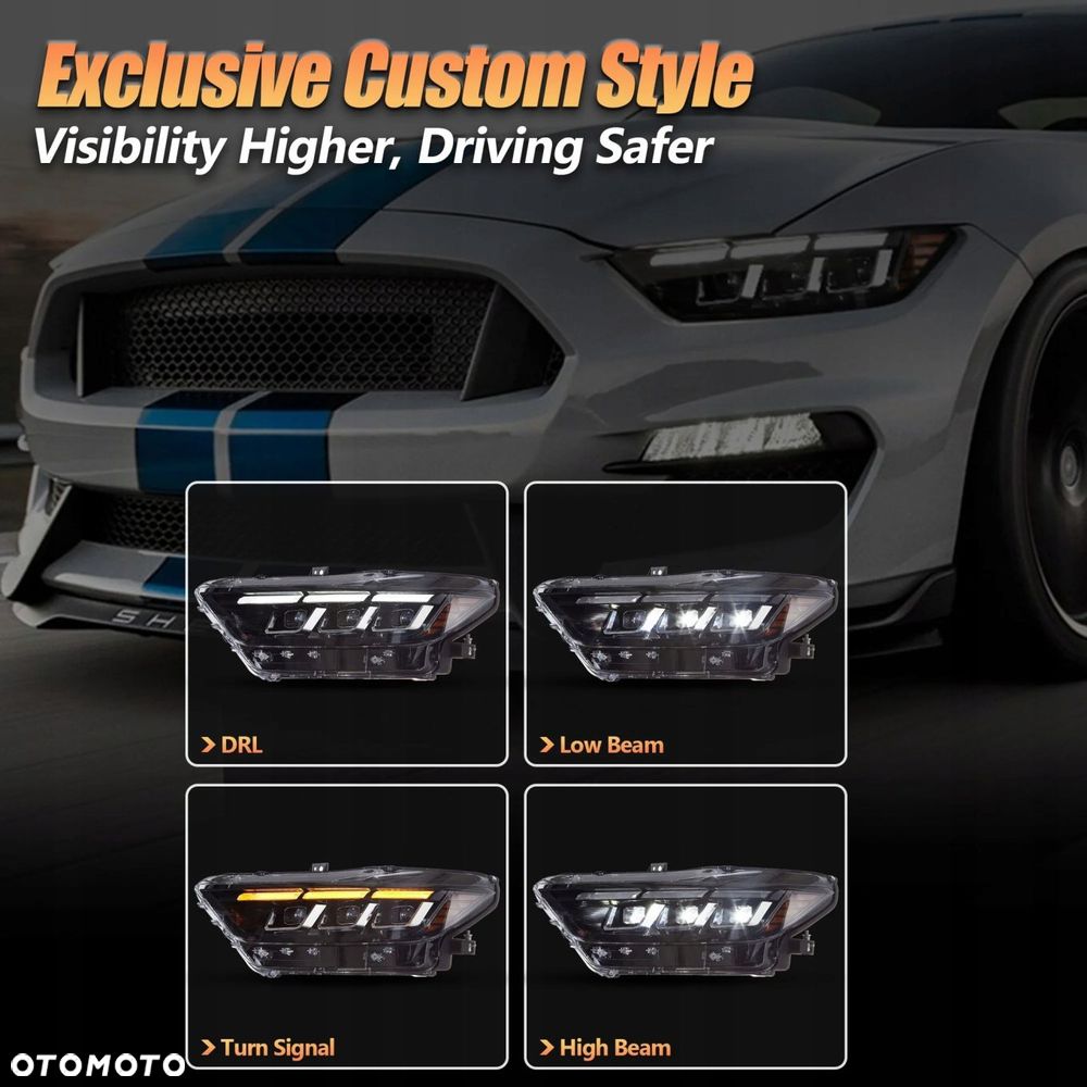 Reflektor Lampa kpl Vland Full Led Neon Tuning Ford Mustang VI 6 2015-2018 - 10