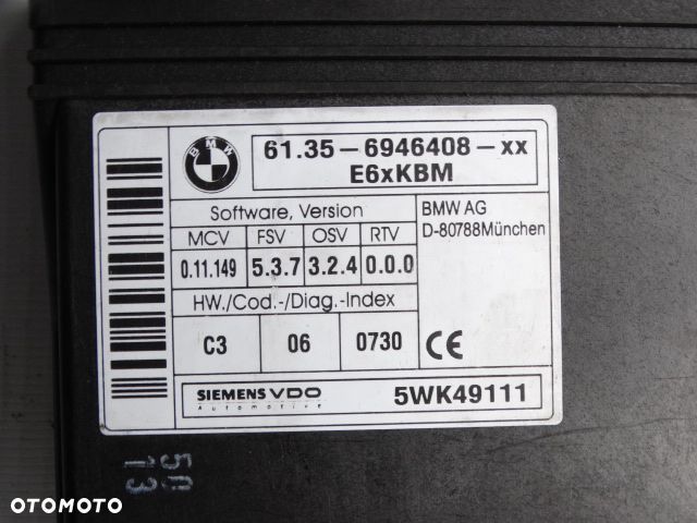 BMW 5 E60 6 E63 E6xKBM Moduł komfortu 6946408 Sterownik - 3