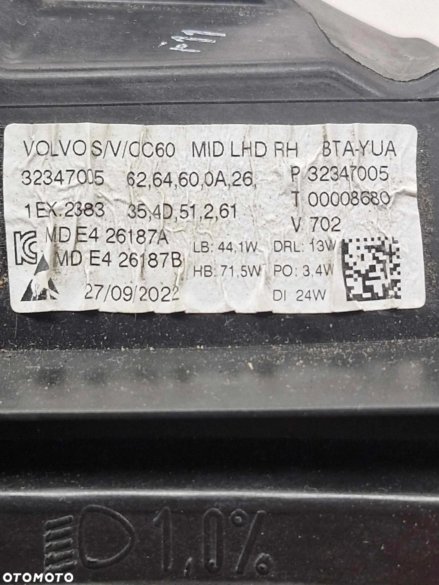 VOLVO S60 V60 FULL LED LAMPA PRAWA PRZÓD 32347005 - 14