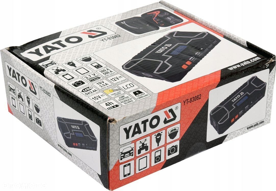 YATO URZĄDZENIE ROZRUCHOWE POWERBANK 12000mA WYŚWIETLACZ LCD 12V YT-83082 - 8