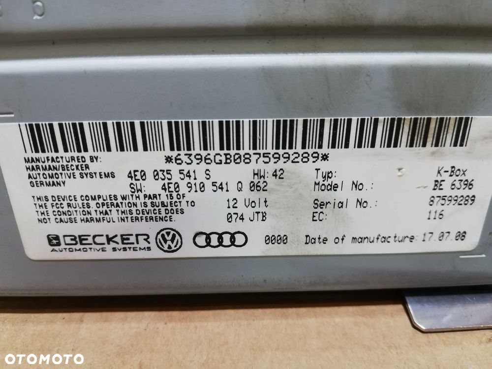 AUDI A8 D3 RADIO TUNER 4E0035541S 4E0910541Q - 2