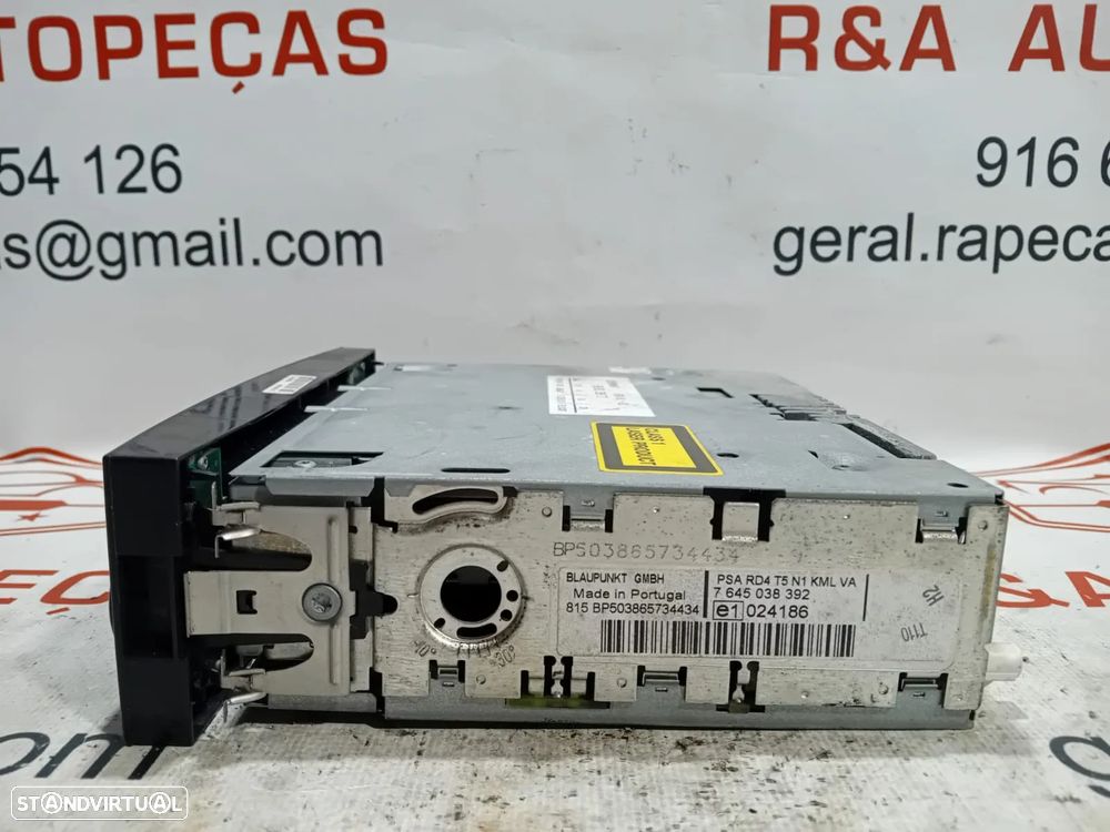 Auto Rádio Peugeot 307 Blaupunkt PSA 7645038392 Original - 5