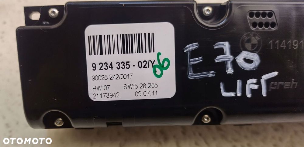 bmw x5 e70 lift 10-13 panel nawiewu klimatyzacji grzania foteli 9234335 - 6