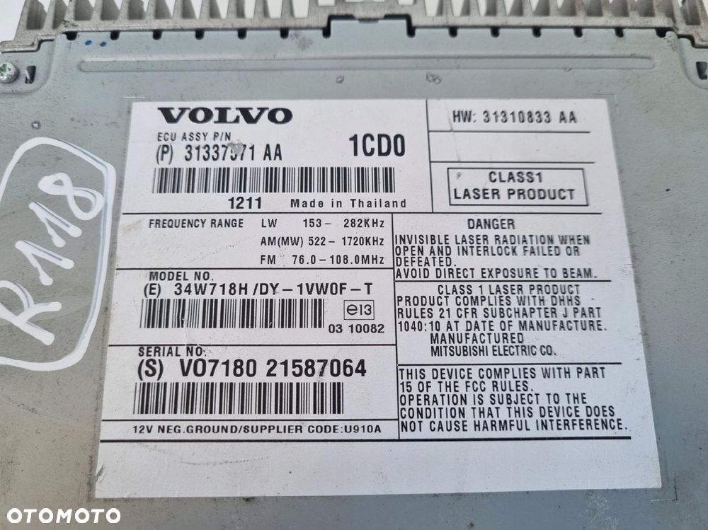 Volvo VOLVO V60 I S60 II XC60 I CZYTNIK NAWIGACJI Radio 31337571AA 31337571 - 3