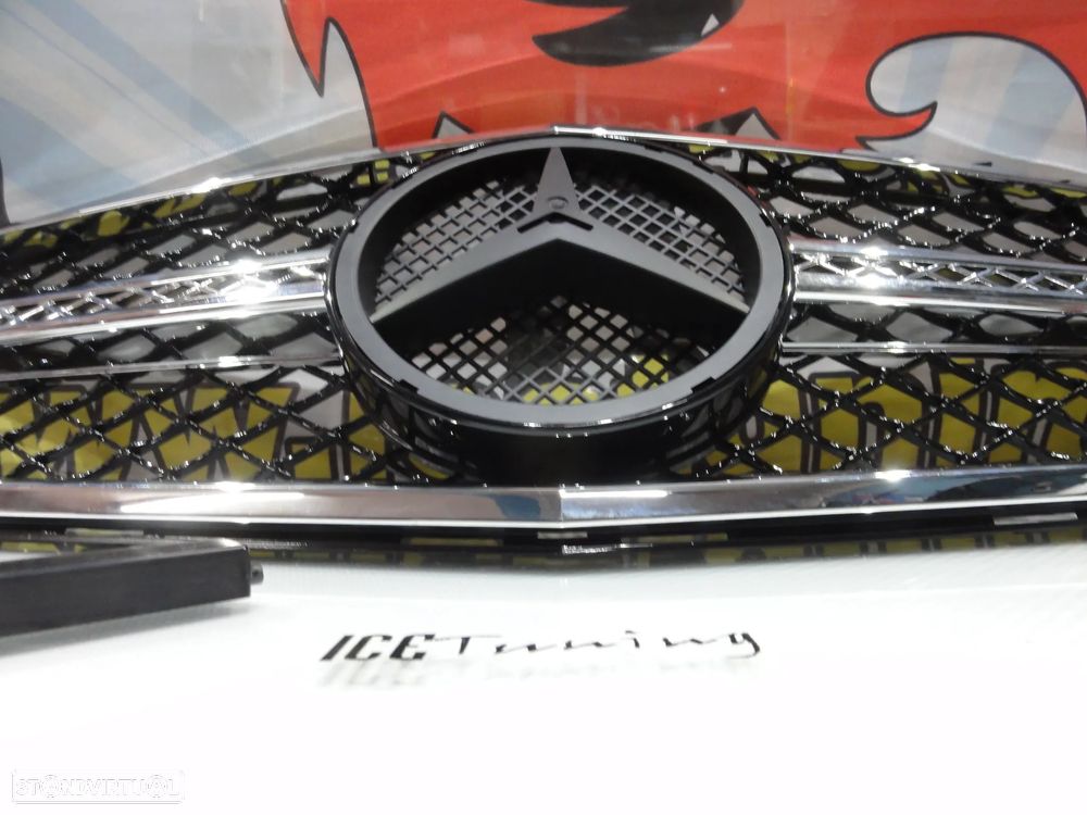 Grelha frontal para Mercedes Classe C W204 2007-2014 AMG / C63 look em cromado e preto piano brilhante em plástico ABS - 9