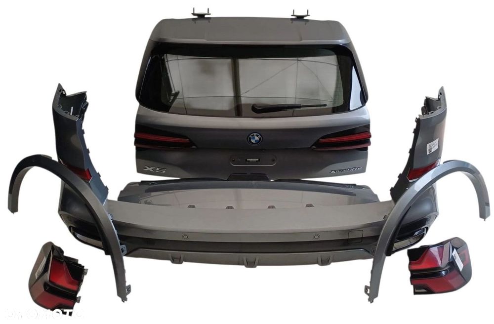 BMW X5 G05 ZDERZAK KLAPA LAMPY C4W SKYSCRAPER GRAU METALLIC W KOLOR KOMPLETNY TYŁ - 6