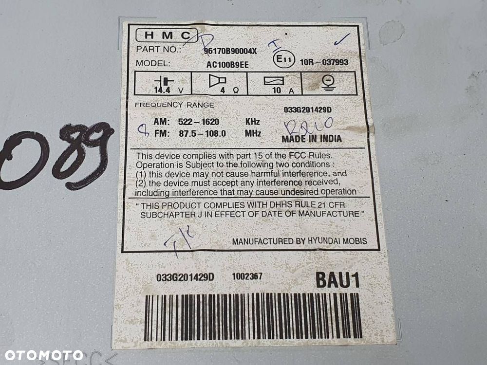 RADIO ODTWARZACZ CD HYUNDAI I10 II 96170B90004X - 6
