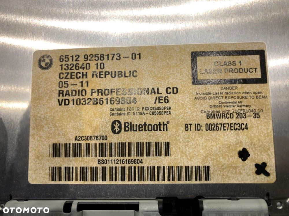 RADIO  BMW X1 (E84) 2009 - 2015 sDrive 18 d 105 kW [143 KM] olej napędowy 2009 - 2015 9258173 - 5
