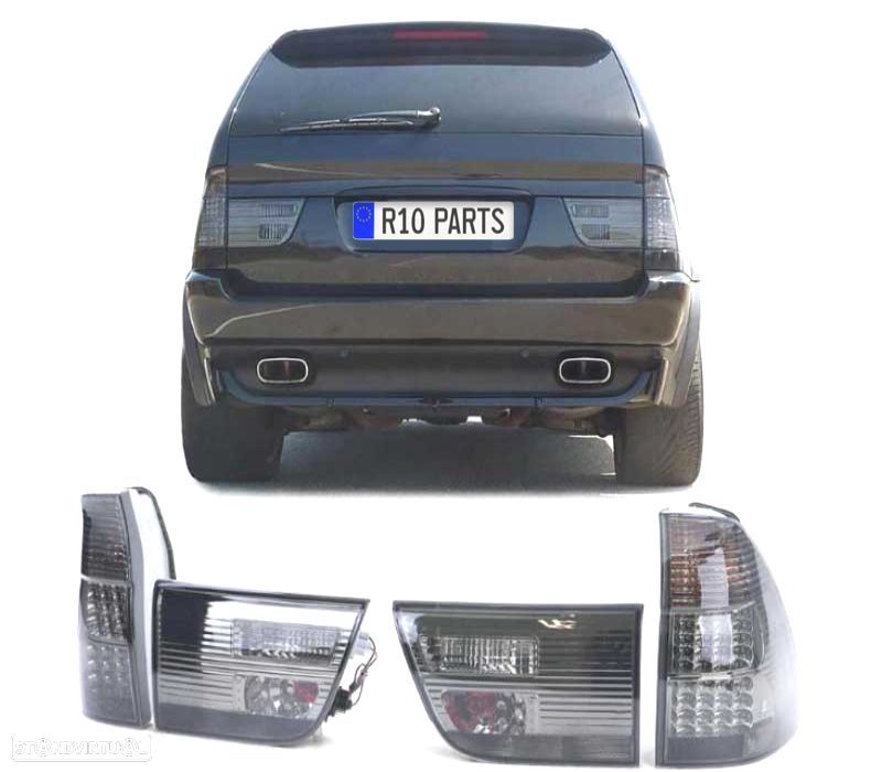 FAROLINS TRASEIROS LED BMW X5 99-03 CROMADO ESCURECIDOS - 1