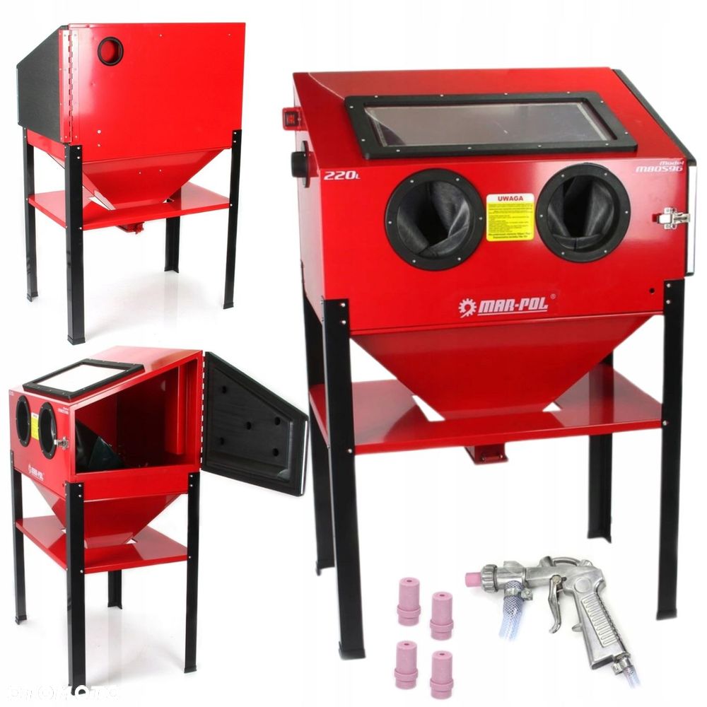 PIASKARKA KABINOWA BOCZNE OTWARCIE 220L PISTOLET DYSZE OCZYSZCZARKA KOMORA - 1