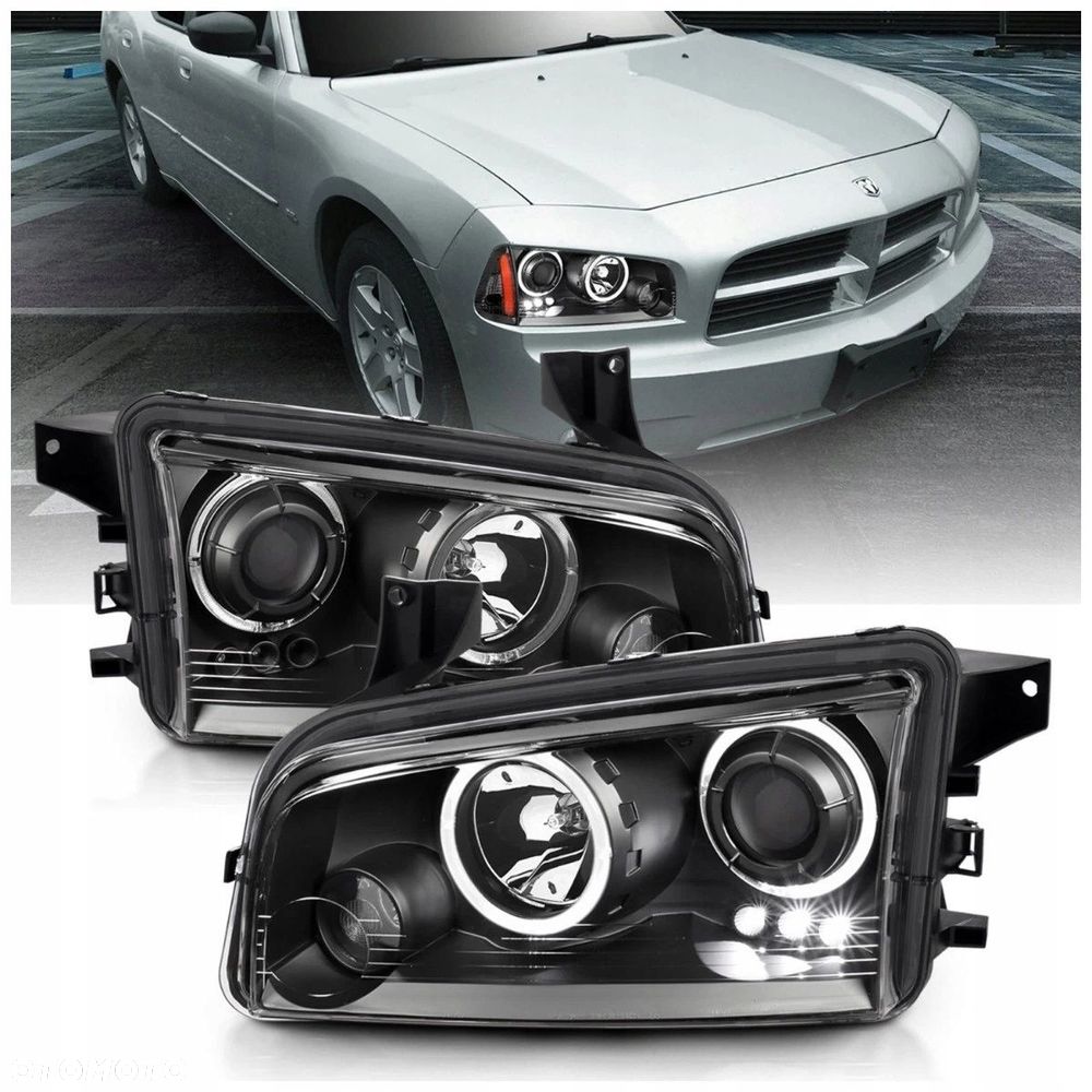 Reflektor Lampa L+R Ringi Angel Eyes LED Black Czarne Dodge Charger lx 06- - 3