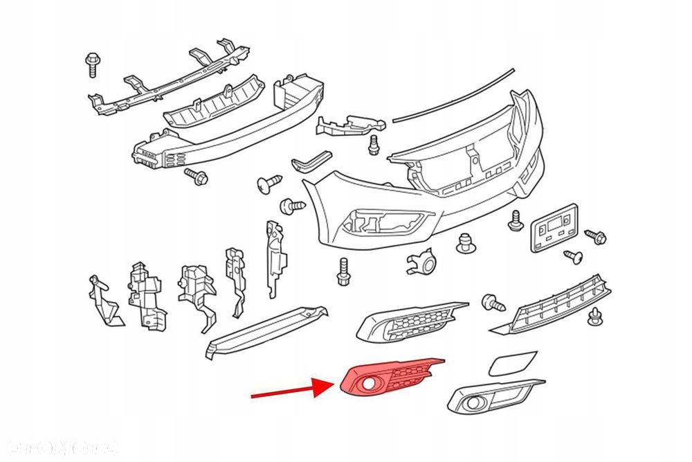 honda civic x 16-19 sedan kratka zaślepka halogenu przód prawa 71103tb - 4
