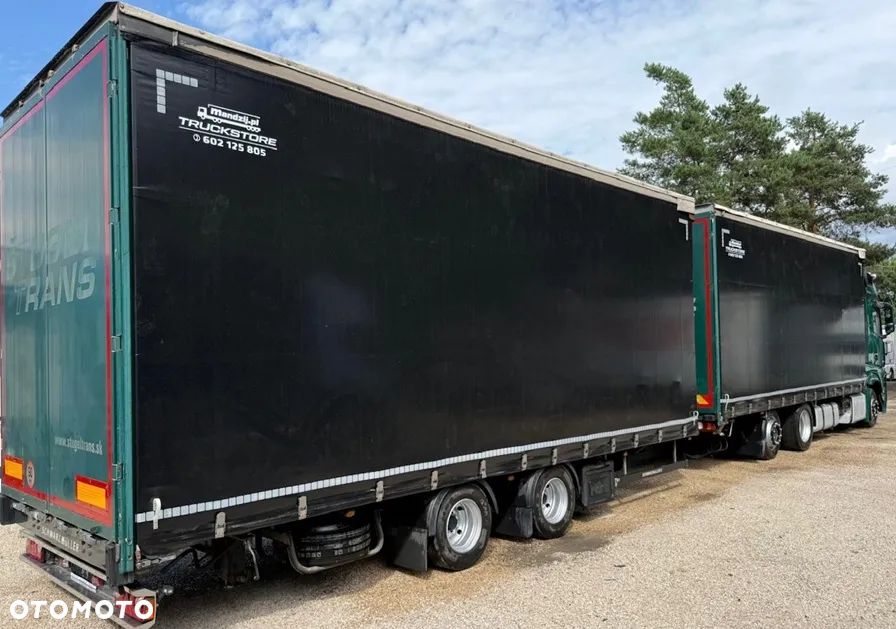 Mercedes-Benz ACTROS 2545 BIGSPACE 6x2 AUTOMAT RETARDER OŚ PODNOSZONA 2xALUTANK KLIMA LODÓWKA FIRANKA DŁ:7.70m NOWA PLANDEKA + TANDEM SCHWARZMULLER FIRANKA DŁ:7.70m NOWA PLANDEKA OSIE BPW ZESTAW PRZESTRZENNY 120m3 2015r EURO 6 IGŁA - 7