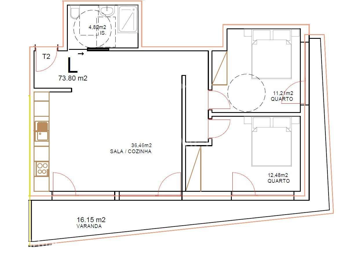 Apartamento T2 Novo em Tondela | Design Moderno e Excelente Localiz... - Grande imagem: 5/6