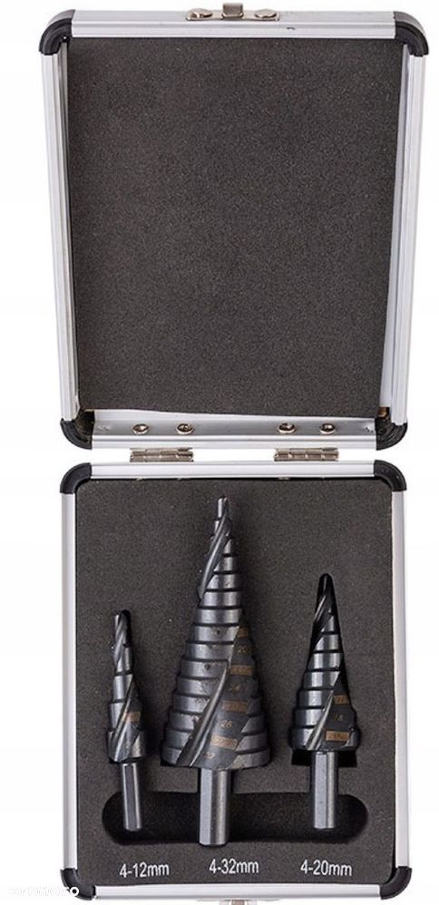 WIERTŁA STOPNIOWE SPIRALNE DO METALU 4-32 mm 3 szt - 4