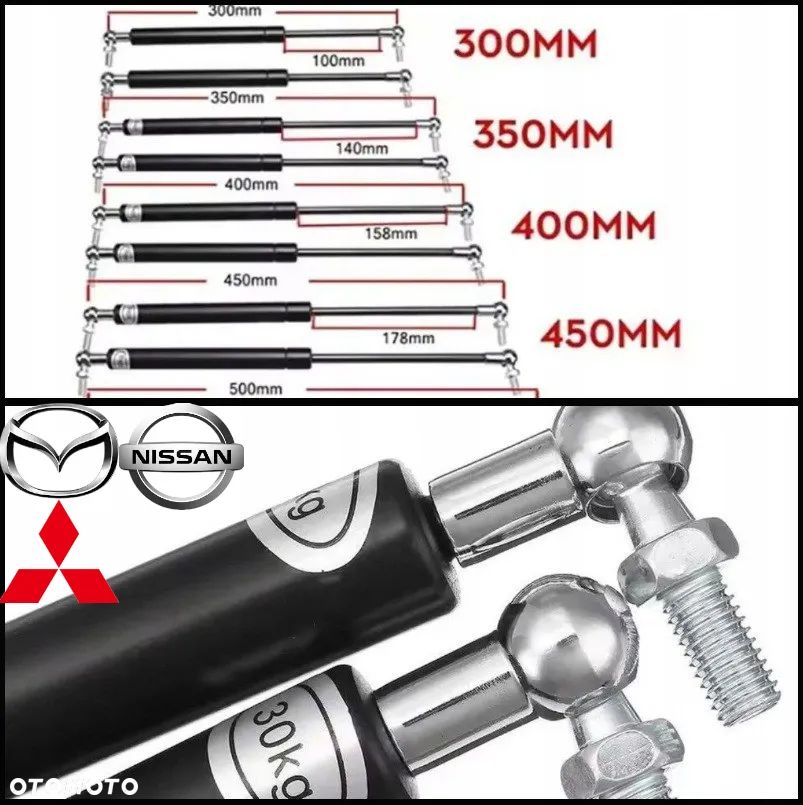 MAZDA NISSAN MITSUBISHI SIŁOWNIKI MASKI PRZÓD, KLAPY TYŁ HB SEDAN KOMBI + TIR - 1