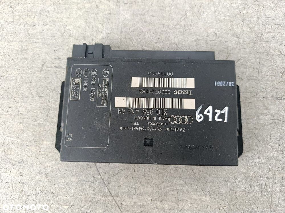 MODUŁ KOMFORTU AUDI A4 B6 8E0959433AN 1.8 20V - 1