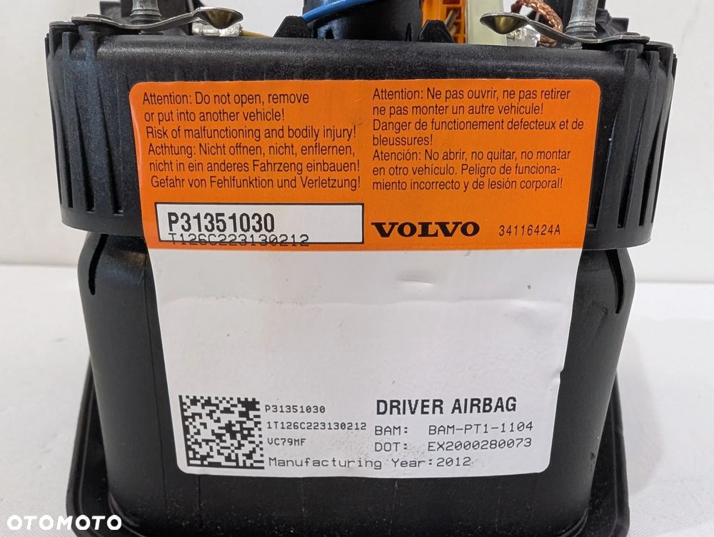 VOLVO V60 PODUSZKA POWIETRZA KIEROWCY P31351030 ORYGINAŁ - 5