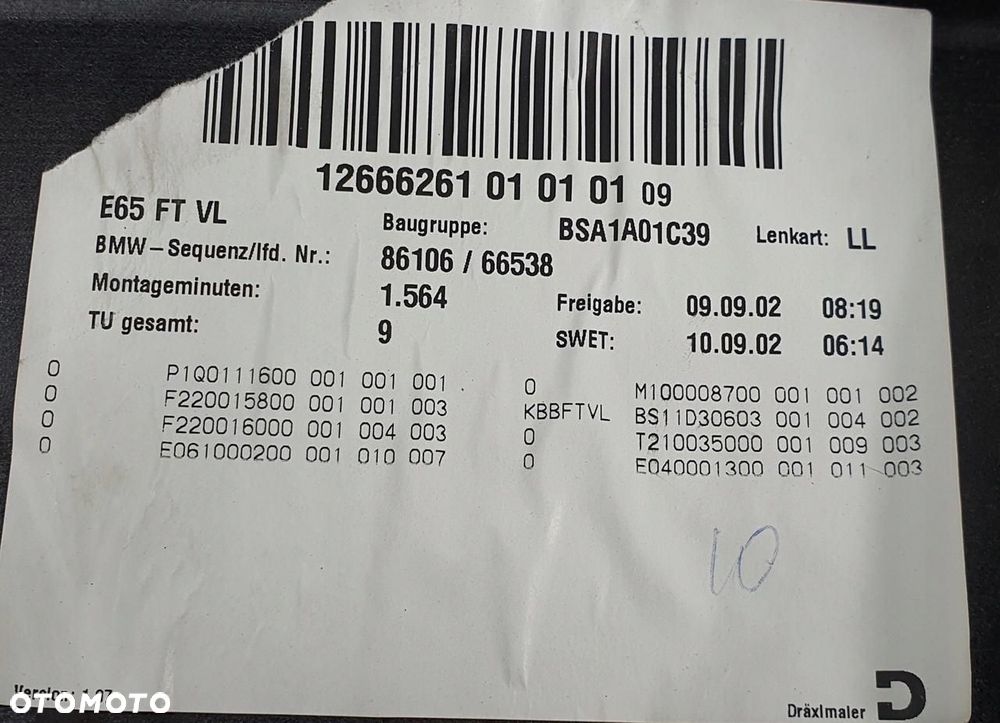 WYGŁUSZENIE DRZWI LEWY PRZÓD BMW 7 E65 - 6