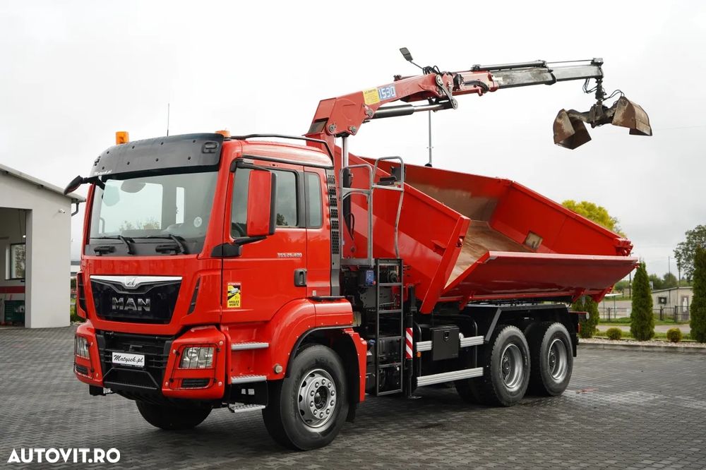 MAN TGS 26.400 / 6x4 / BASCULĂ DUBLĂ + HDS HMF 1530 K2 / HIDRODOXIE LATERALĂ / GRAPPER / TELECOMANDĂ / NAVIGAȚIE / - 6
