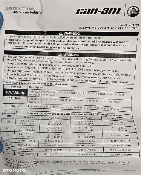 Oryginalny zestaw haka tył Can-Am Outlander Renegade 715000275 / 715000325 - 8