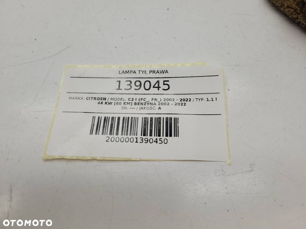 LAMPA TYŁ TYLNA LEWA W BŁOTNIK CITROEN C3 I EU - 7