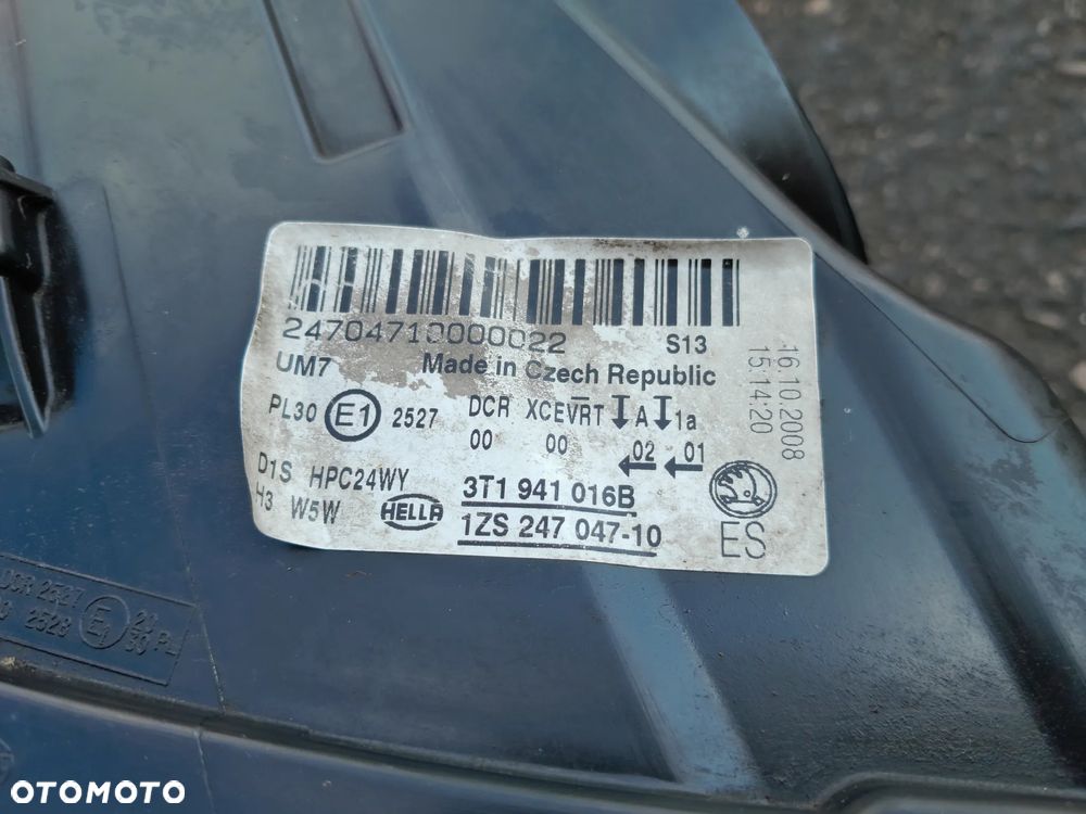 Lampa przednia prawa bi-xenon SKODA Superb II 08-13r. Europa 3T1941016B - 6