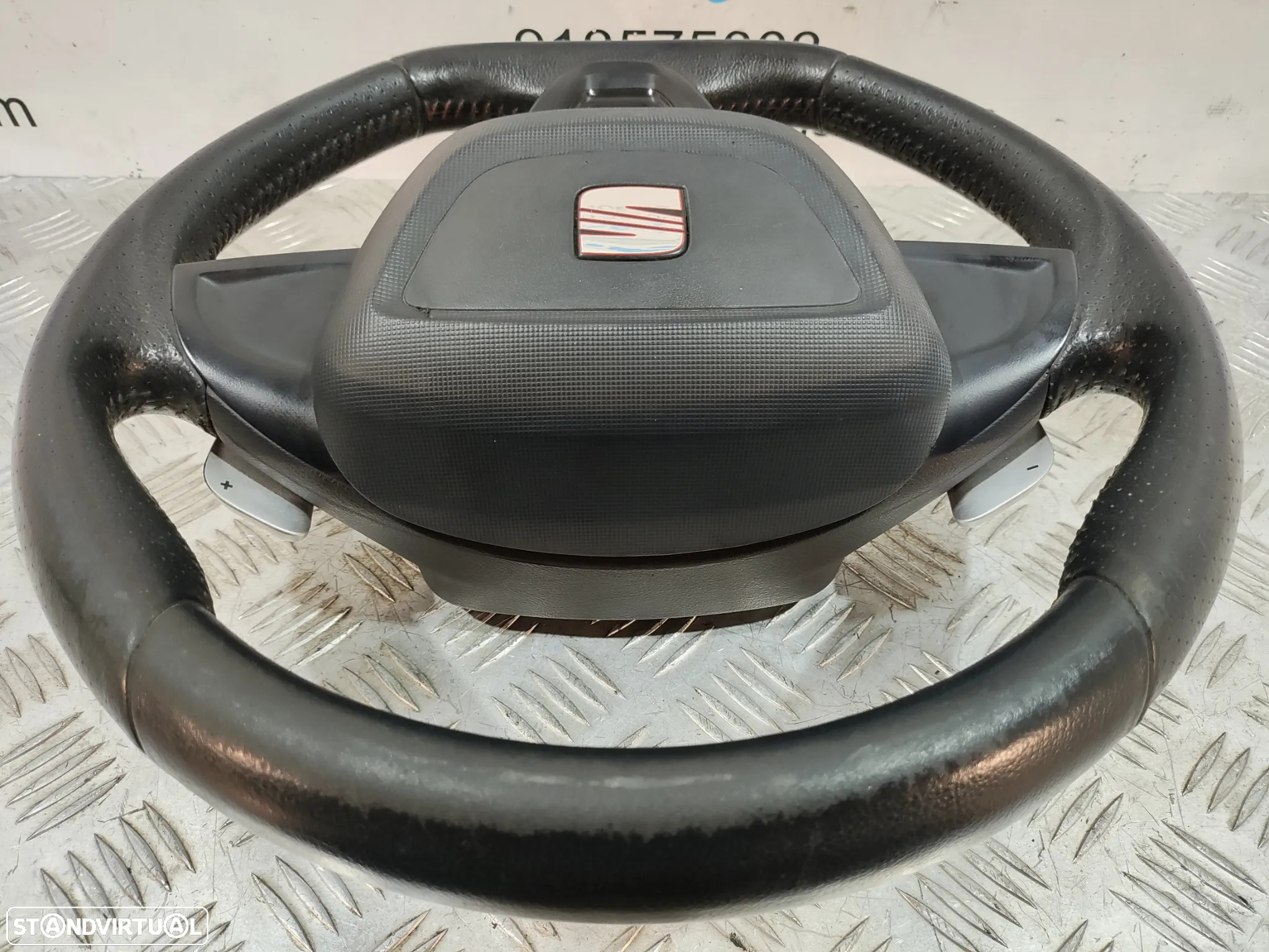 VOLANTE GUIADOR COMPLETO FLAT BOTTOM SEAT IBIZA IV 4 MK4 6J FR 6J0419091 PELE PERFURADA PATILHAS AIRBAG - 11