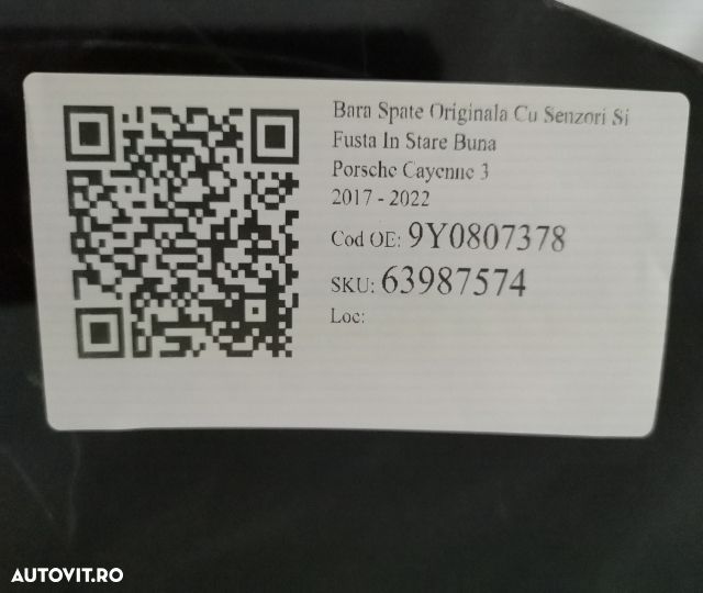 Bara Spate Originala Cu Senzori Si Fusta In Stare Buna Porsche  Cayenn - 8