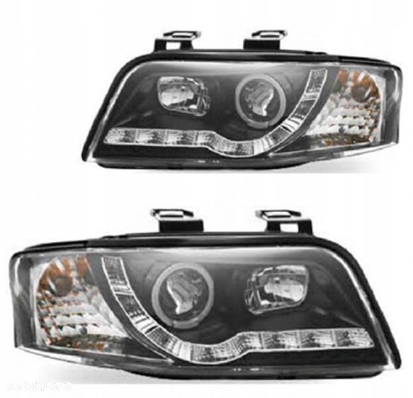 Reflektor Lampa kpl Day line light LED Black Tuning Audi a6 C5 4b lift 2001 - 1