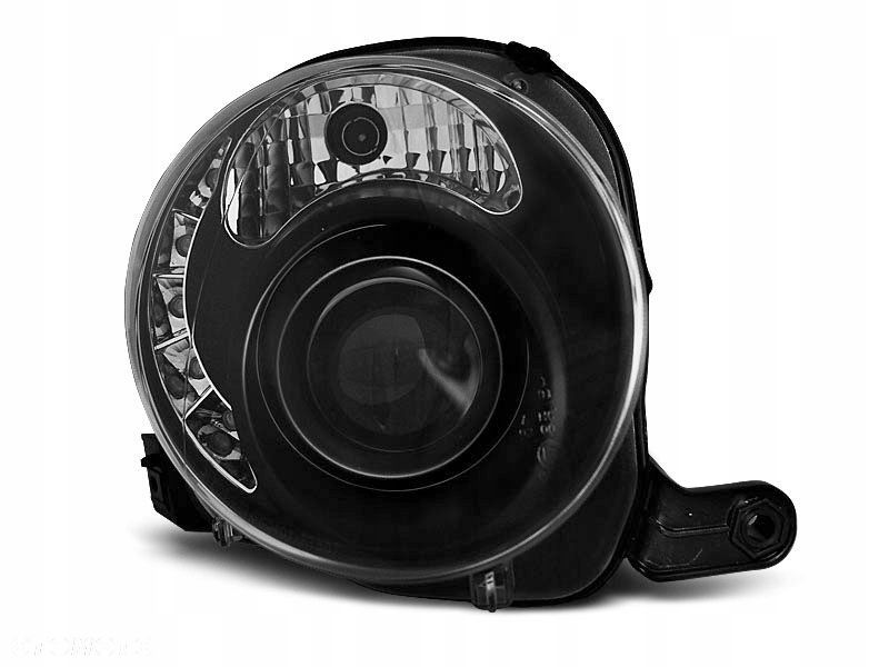 Lampy Reflektory Fiat 500 07- Black Soczewkowe - 1