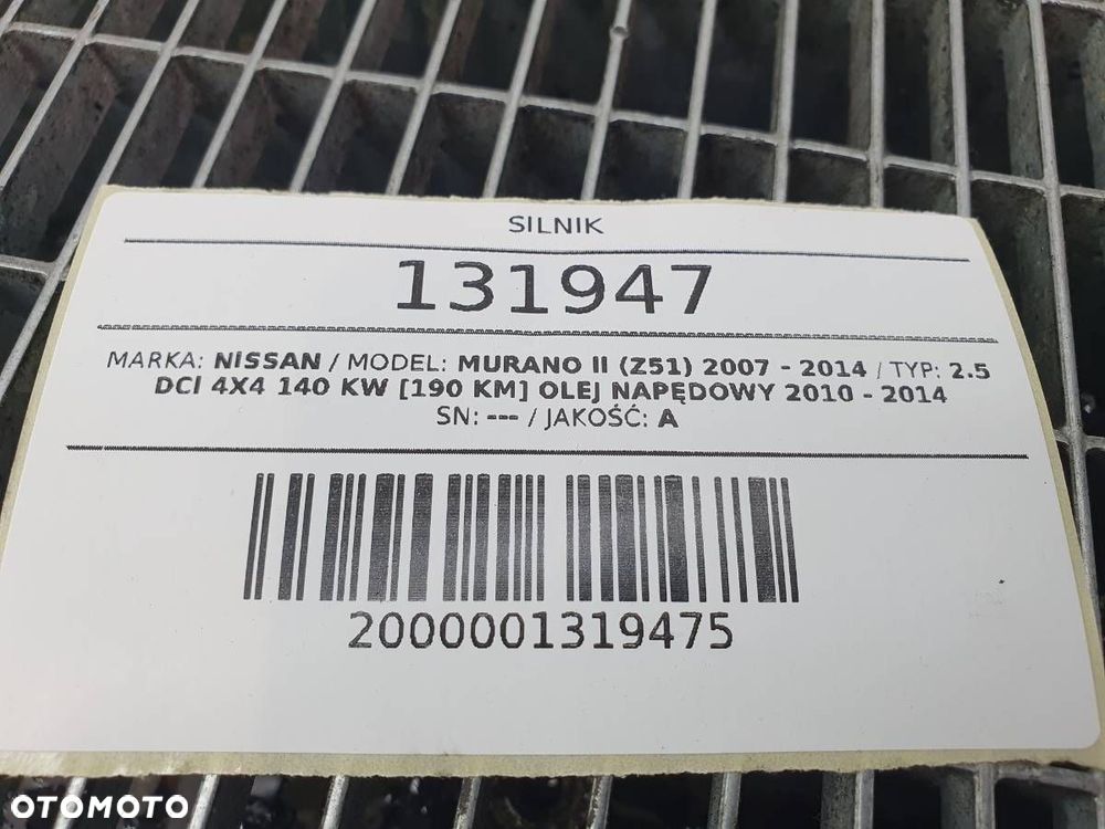 SILNIK KOMPLETNY YD25 YD25DDTI 2.5 DCI 190 NISSAN MURANO II Z51 - 8