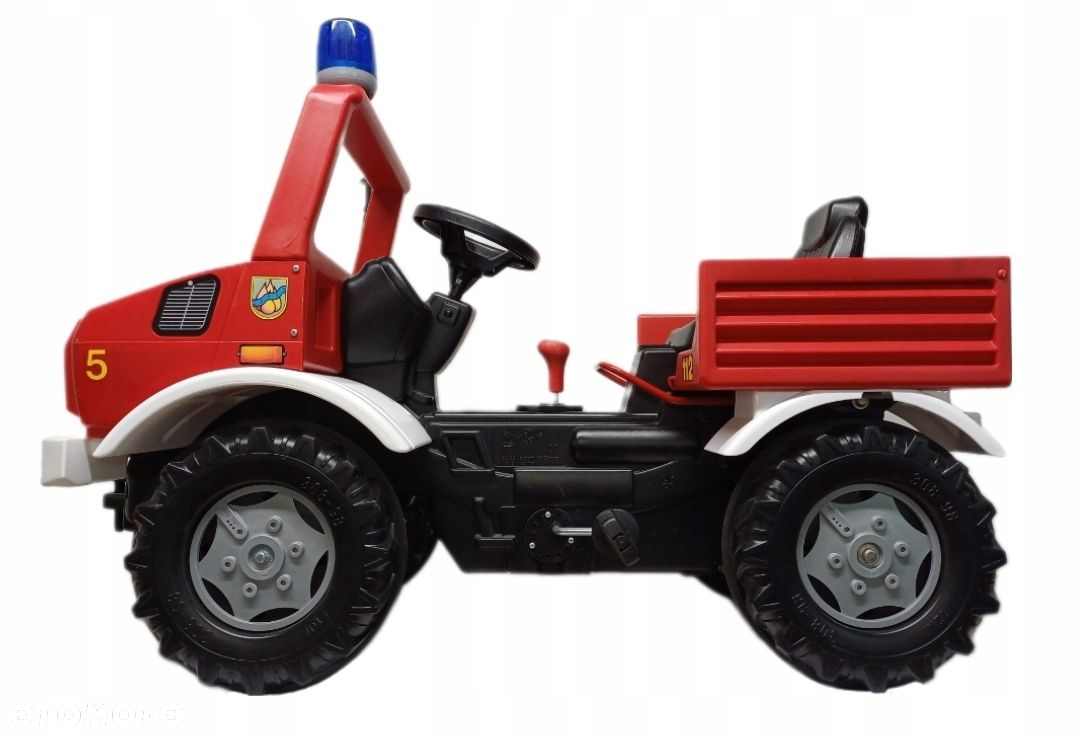 STRAŻ POŻARNA WÓZ STRAŻACKI MERCEDES UNIMOG NA PEDAŁY ROLLY TOYS - 4