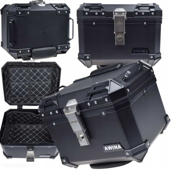 Kufer Centralny AWINA ADVENTURE jak Aluminiowy Alu Motocykl Czarny 45L
