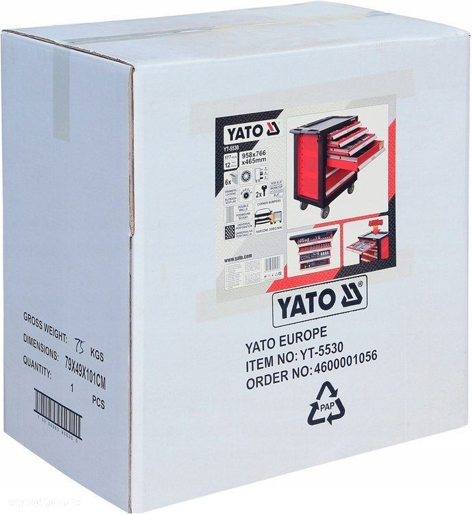 YATO SZAFKA SERWISOWA NARZĘDZIOWA WÓZEK WARSZTATOWY YT-5530 177 ELEMENTÓW - 15