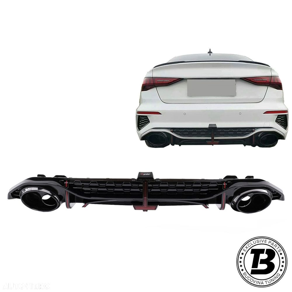 Difuzor Bara Spate cu Ornamente compatibil cu Audi A3 8Y RS3 Design - 1