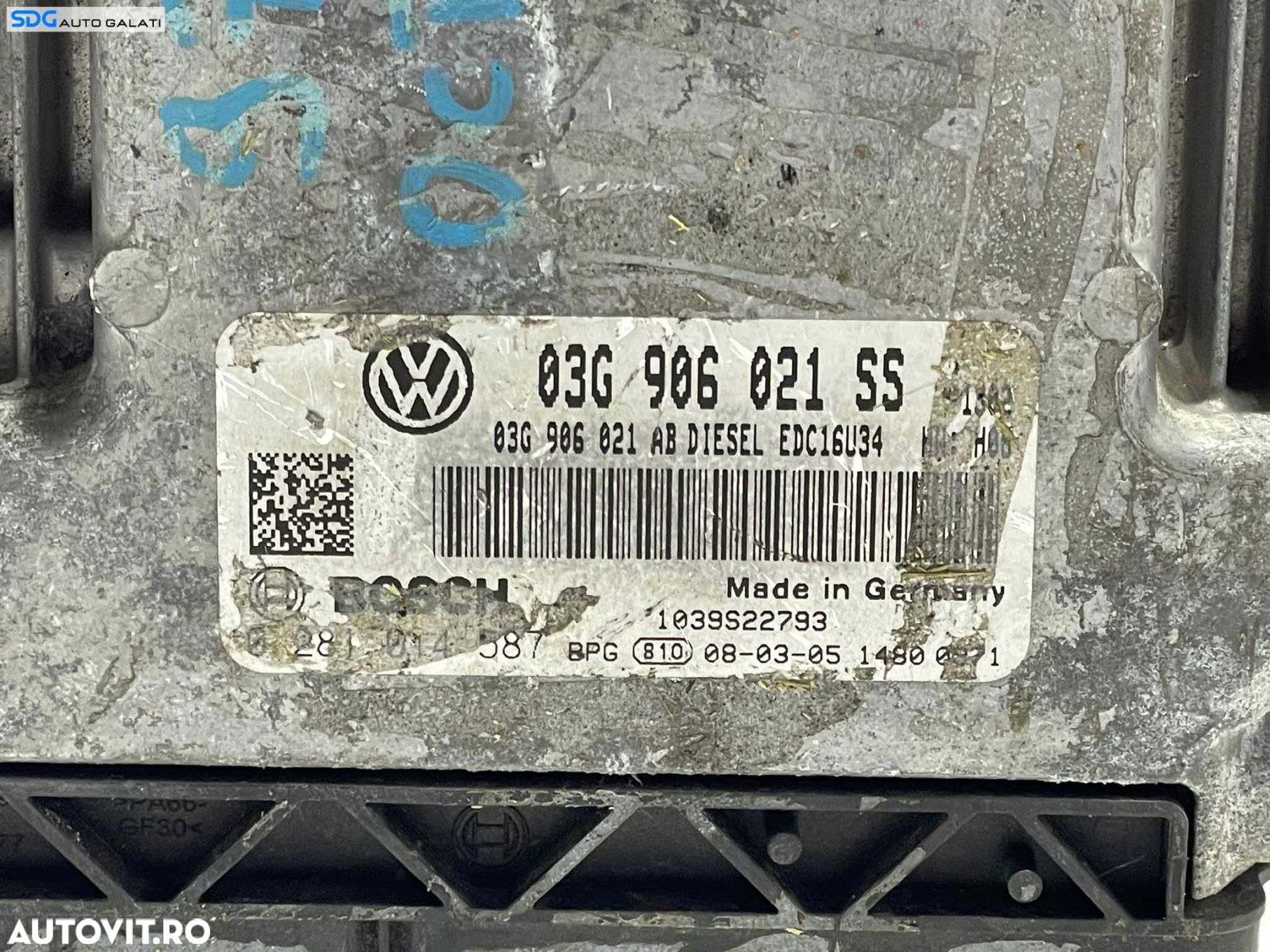 ECU Calculator Motor Bosch Skoda Octavia 2 2.0 TDI BMM 2004 - 2013 Cod 03G906021SS 0281914587 [L3348] - 3