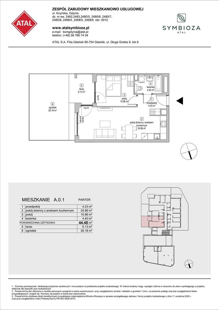 2-pokojowe mieszkanie 44m2 + ogródek - Pełny obrazek: 2/24