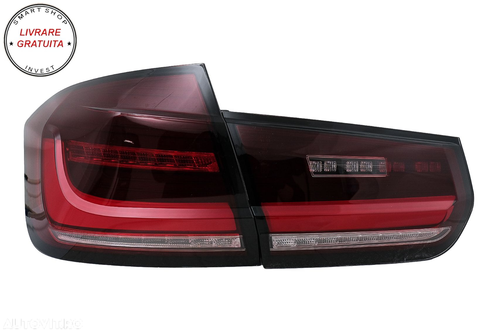 Stopuri LED BAR BMW Seria 3 F30 (2011-2019) Rosu Clar cu Semnal Dinamic Secvential- livrare gratuita - 5