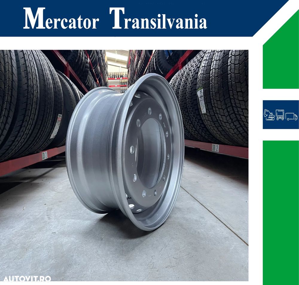 Janta NOUA  Otel 11.75X22.5 Akojant 10 prezoane, 105 mm intre prezoane, fiu 280 mm, flansa laterala Valva exterioara Toate Pozitiile