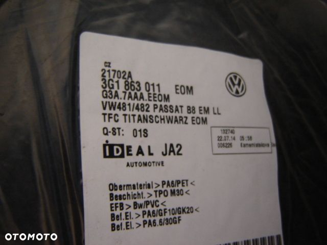 VW PASSAT B8 ZESTAW DYWANIKÓW 3G1863011 NOWE ORYGI - 2