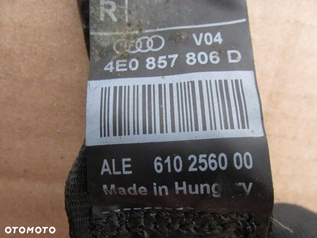 Audi A8 D3 lift long Pas bezpieczeństwa prawy tył tylny 4e0857806D - 5