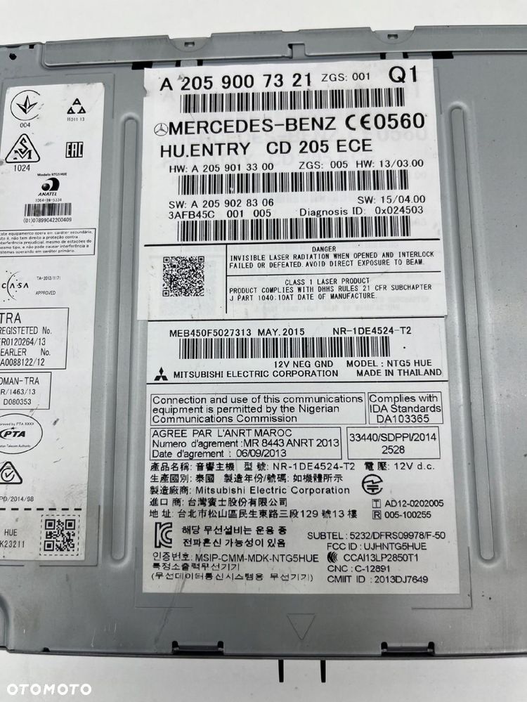 MERCEDES W205 RADIO NAWIGACJA CZYTNIK CD A2059007321 - 3